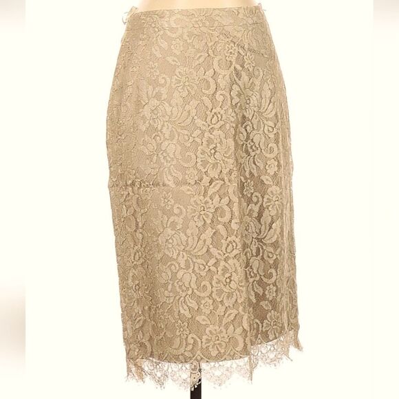 Banana Republic Floral Lace Metallic  Skirt Sz 2 - Picture 10 of 11